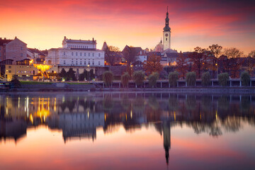 Fototapeta na wymiar Tabor, Czech Republic. Cityscape image of Tabor, Czech Republic at beautiful autumn sunset.