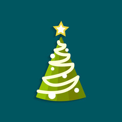christmas tree isolated vector flat illustration. design element