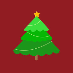christmas tree isolated vector flat illustration. design element