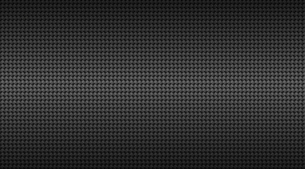 Modern dark black carbon fiber grid background.