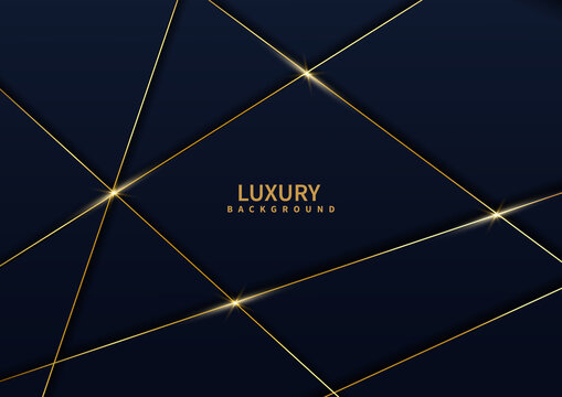 Abstract Dark Blue Luxury Background With Golden Line Diagonal.