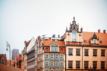 Obraz premium Antique building view in Old Town Wroclaw, Poland
