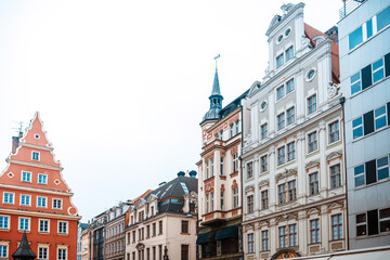 Fototapeta premium Antique building view in Old Town Wroclaw, Poland