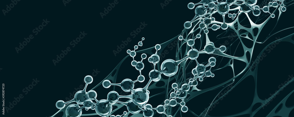 Leinwandbilder molecular research. scientific innovation. molecule 3d illustration. abstract molecular lattice, cel