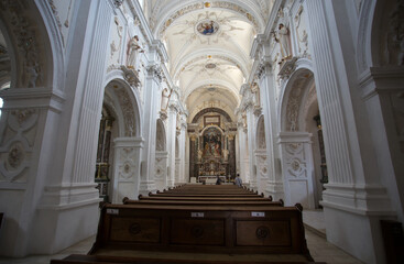 The inner of the Benedictine Abbey of Monte Maria (Abtei Marienberg), Burgusio, Malles, South Tyrol, Italy,