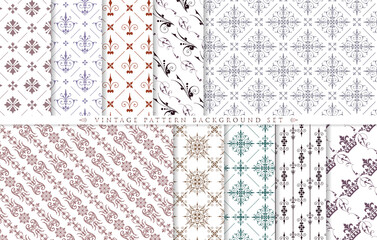Vintage ornament set. seamless pattern background.