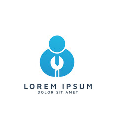 people and wrench negative space logo design