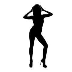 Naklejka na ściany i meble Silhouette Of Sexy Woman Pose