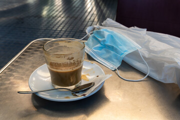 Closeup Cup of Coffee in Cafeteria