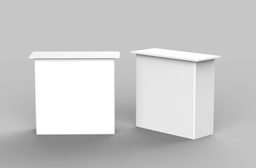 Blank exhibition promotional counter table advertising  booth and Retail  Stand Mock Up Template . 3d render illustration.