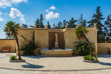 Fountain in the Agotti Botanical Garden in Floriana, Malta.