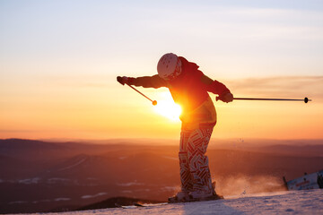 Skiing. Jumping skier. Extreme winter sports.