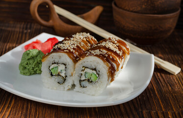 sushi rolls with eel
