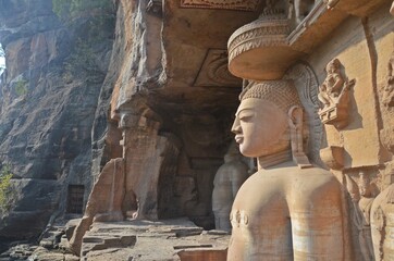 Gopachal parvat rock cut Jain monuments in gwalior,madhya pradesh