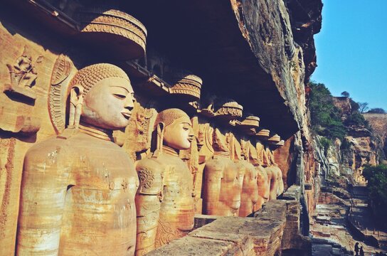 Gopachal parvat rock cut Jain monuments in gwalior,madhya pradesh