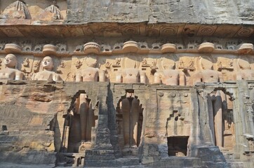 Gopachal parvat rock cut Jain monuments in gwalior,madhya pradesh