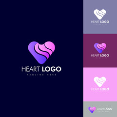 Heart love logo icon design, Love gradient logo design, Romantic logo vector  