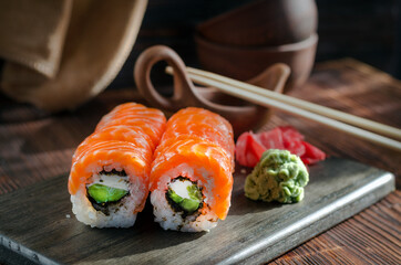 salmon sushi rolls