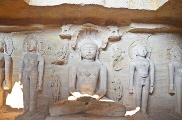Gopachal parvat rock cut Jain monuments in gwalior,madhya pradesh