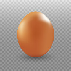 brown egg isolated on transparent background. Vector realistic illustration. Mockup. 3D template. Close up. EPS 10.