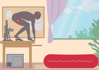 illustrations for working different jobs and activities at home in room