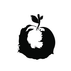 Black apple fruit logo icon sign emblem Hand drawn ink splash template sketch Gothic doodle cartoon abstract design style Fashion print clothes apparel greeting invitation card cover flyer poster