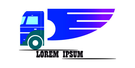 truck logo vector. A logo of a truck with a wing shaped trailer.