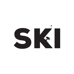 Mountain Skiing Logo Design Template