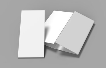 Double gate fold vertical four panel brochure blank white template for mock up and presentation design. 3d illustration.