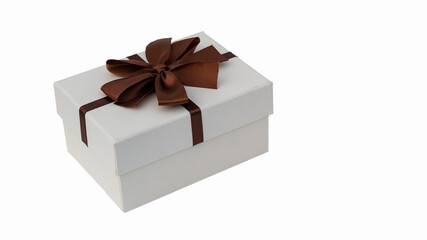 White gift box Christmas and New Year isolated on white background.