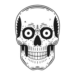 Funny skull. Modern logo. Retro skull dude.