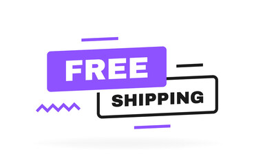 Free shipping banner design with geometric elements. Banner template design for shipping, delivery and moving company. Vector illustration