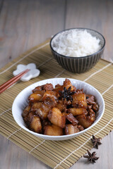 Indonesian Chinese classic food babi kecap or braised pork