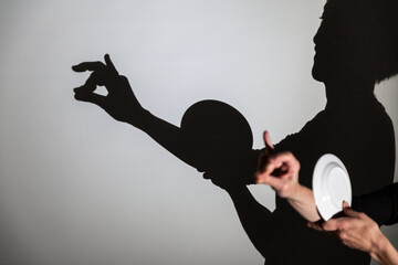 play shadow projected against a white background, a snail