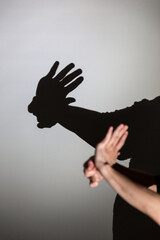 play shadow projected against a white background, american indian