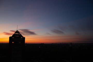 Fototapeta premium evening city Kiev, view from the roof