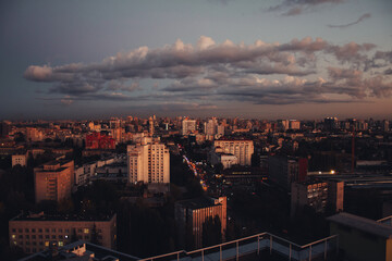 evening city Kiev, view from the roof