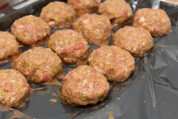 Delicious meat balls. Raw meat balls 