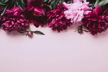 Pastellrosa Hintergrund mit schönen Pfingstrosen. Weicher Fokus, Kopierbereich © colnihko