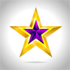 illustration of a purple gold star on steel background. vector file New year Christmas