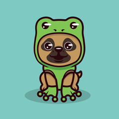 Cute pug with an animal costume mascot design