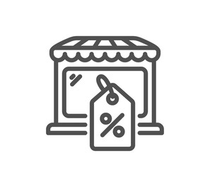 Market sale line icon. Wholesale store sign. Marketplace discounts symbol. Quality design element. Linear style market sale icon. Editable stroke. Vector