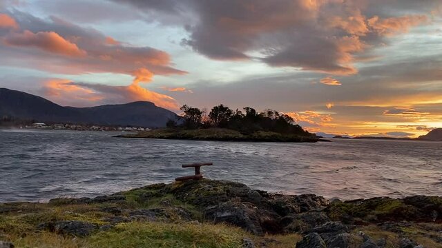 Sunset over the bay,Helgeland,Nordland ,Norway,scandinavia,Europe