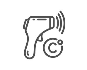 Electronic thermometer line icon. Temperature scanner sign. Fever measuring symbol. Quality design element. Linear style electronic thermometer icon. Editable stroke. Vector