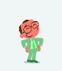 Satisfied cartoon character of businessman.