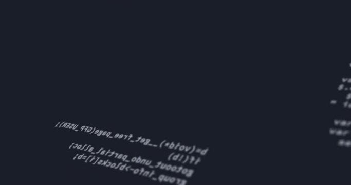 Random computer codes projected on the screen while being written or typed