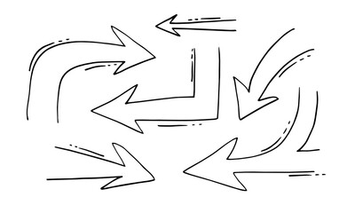 hand drawn vector arrows set on white background.vector EPS