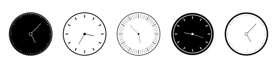 Clock icon set. Clock icons in line style vector.Circle arrow icon vector.Clock icons on white background.Vector illustration.