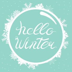 Fototapeta na wymiar Hello Winter Vector Poster Square Template