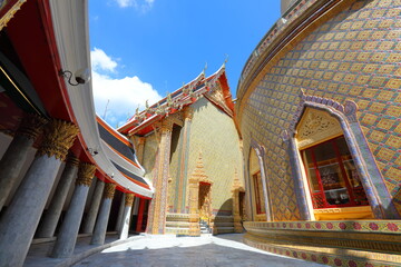 Thai architecture and beautiful Thai motifs in Wat Ratchabophit Sathit Maha Simaram Ratchaworawihan, Bangkok, Thailand